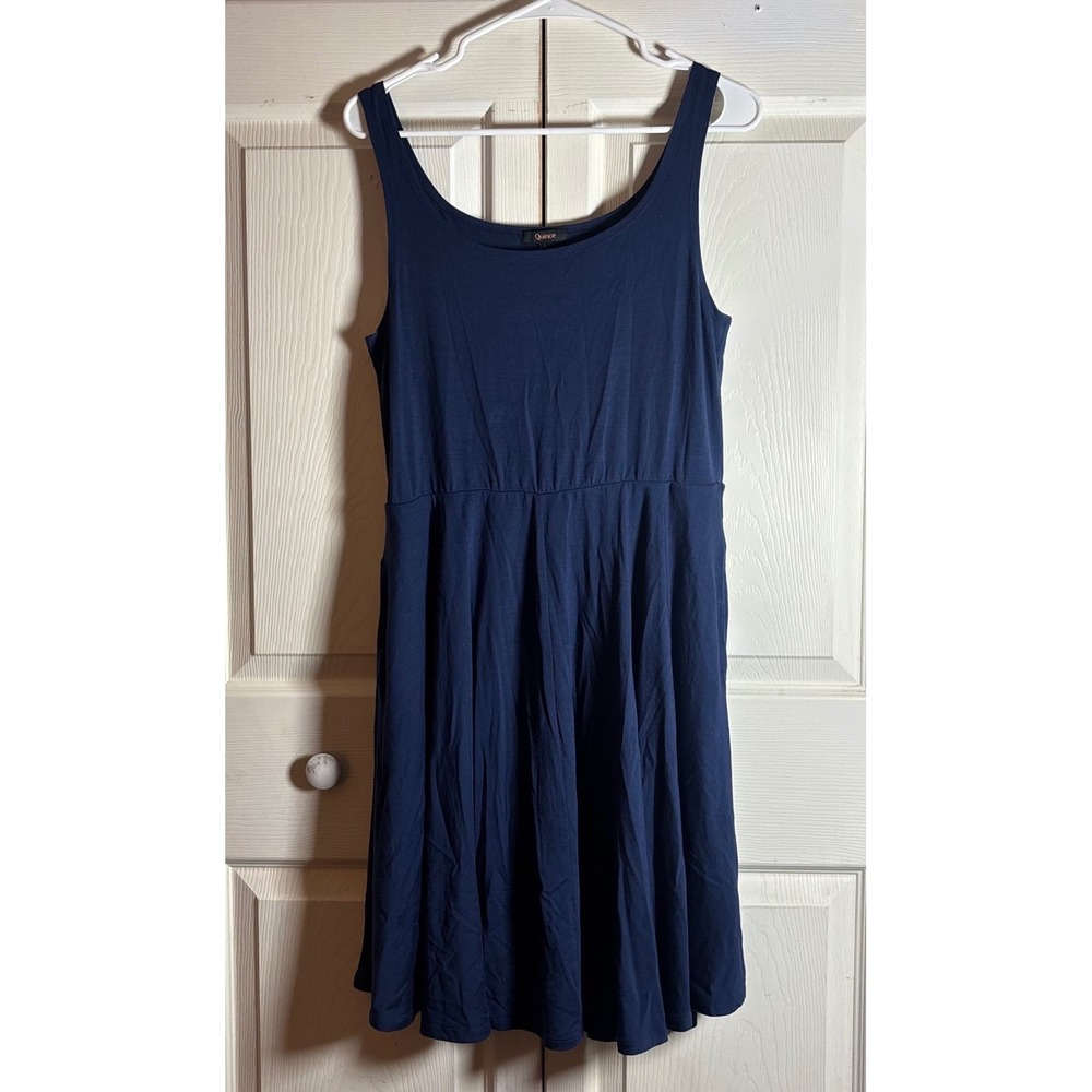 Quince Navy Tencel Jersey Fit & Flare Mini Dress Sleeveless SHWDC01 Size L